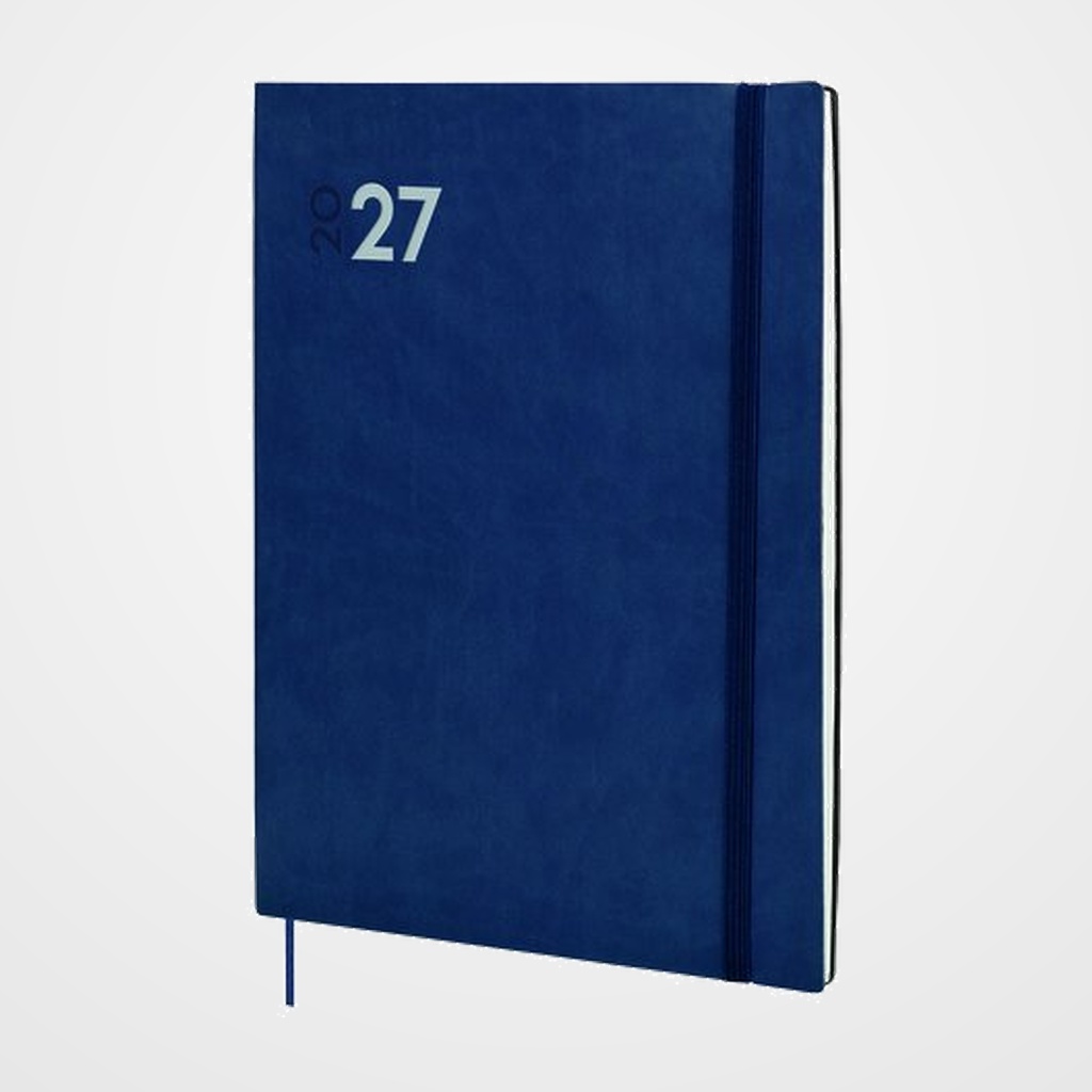 AGENDA ANUAL (2027) FINOCAM DYNAMIC MARA COSIDA tapa FLEXIBLE con GOMA Y12 210x270 S/V AZUL