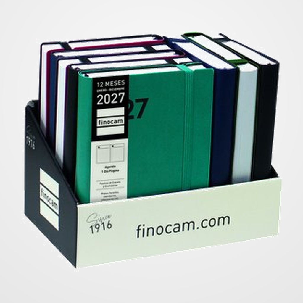 AGENDA ANUAL (2027) FINOCAM DYNAMIC MARA COSIDA tapa FLEXIBLE con GOMA Y4 120x170 D/P SURTIDO EXPOSITOR DE 8