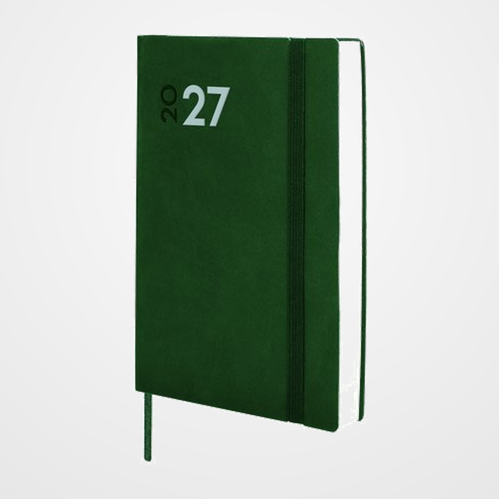 AGENDA ANUAL (2027) FINOCAM DYNAMIC MARA COSIDA tapa FLEXIBLE con GOMA Y4 120x170 D/P VERDE