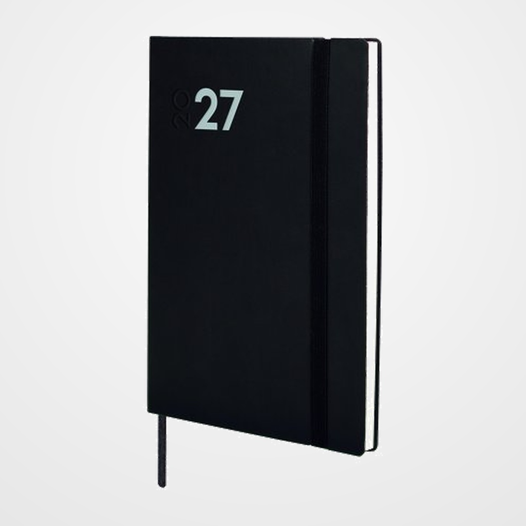 AGENDA ANUAL (2027) FINOCAM DYNAMIC MARA COSIDA tapa FLEXIBLE con GOMA Y4 120x170 S/V NEGRO
