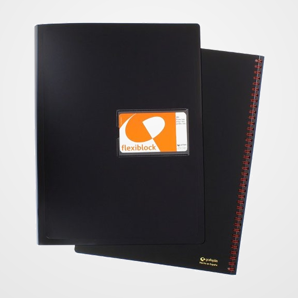 CARPETA FUNDAS (TARIFARIO) GRAFOPLAS ESPIRAL PP RIGIDO FLEXIBLOC Fº 30 F. NEGRO