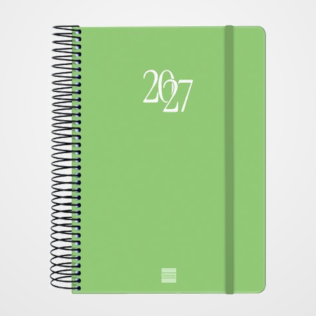AGENDA ANUAL (2027) FINOCAM ESPIRAL BASIC MY ESPIRAL tapa EXTRA con GOMA E10 155x212 D/P VERDE