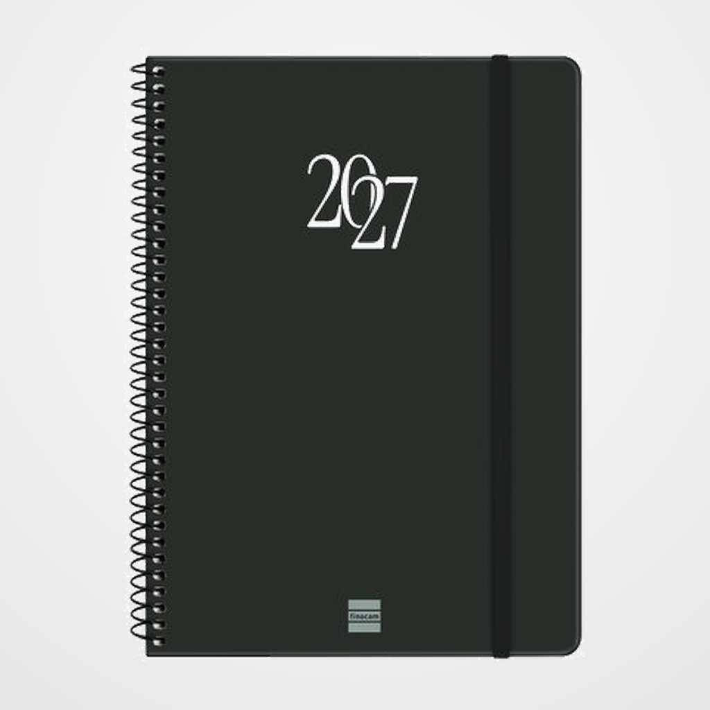 AGENDA ANUAL (2027) FINOCAM ESPIRAL BASIC MY ESPIRAL tapa EXTRA con GOMA E10 155x212 S/V APAIS. NEGRO