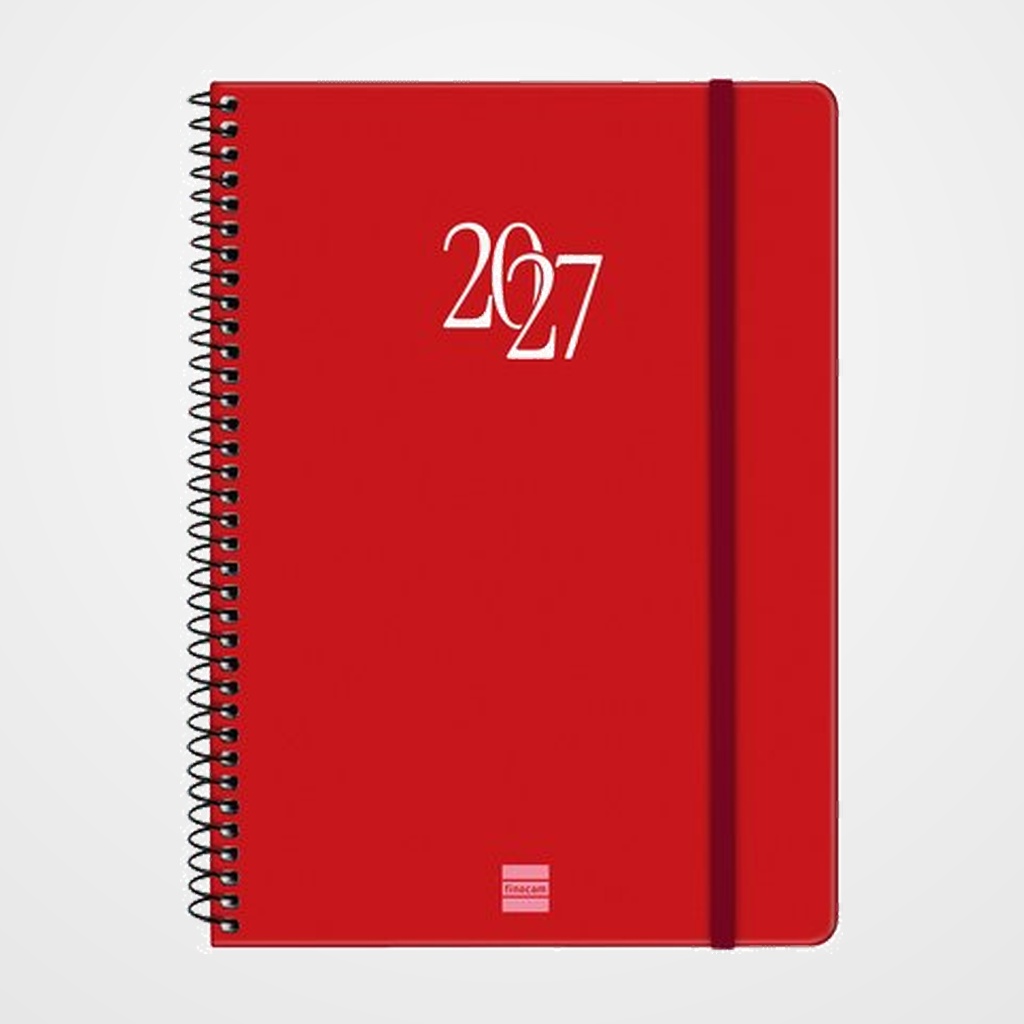 AGENDA ANUAL (2027) FINOCAM ESPIRAL BASIC MY ESPIRAL tapa EXTRA con GOMA E10 155x212 S/V APAIS. ROJO