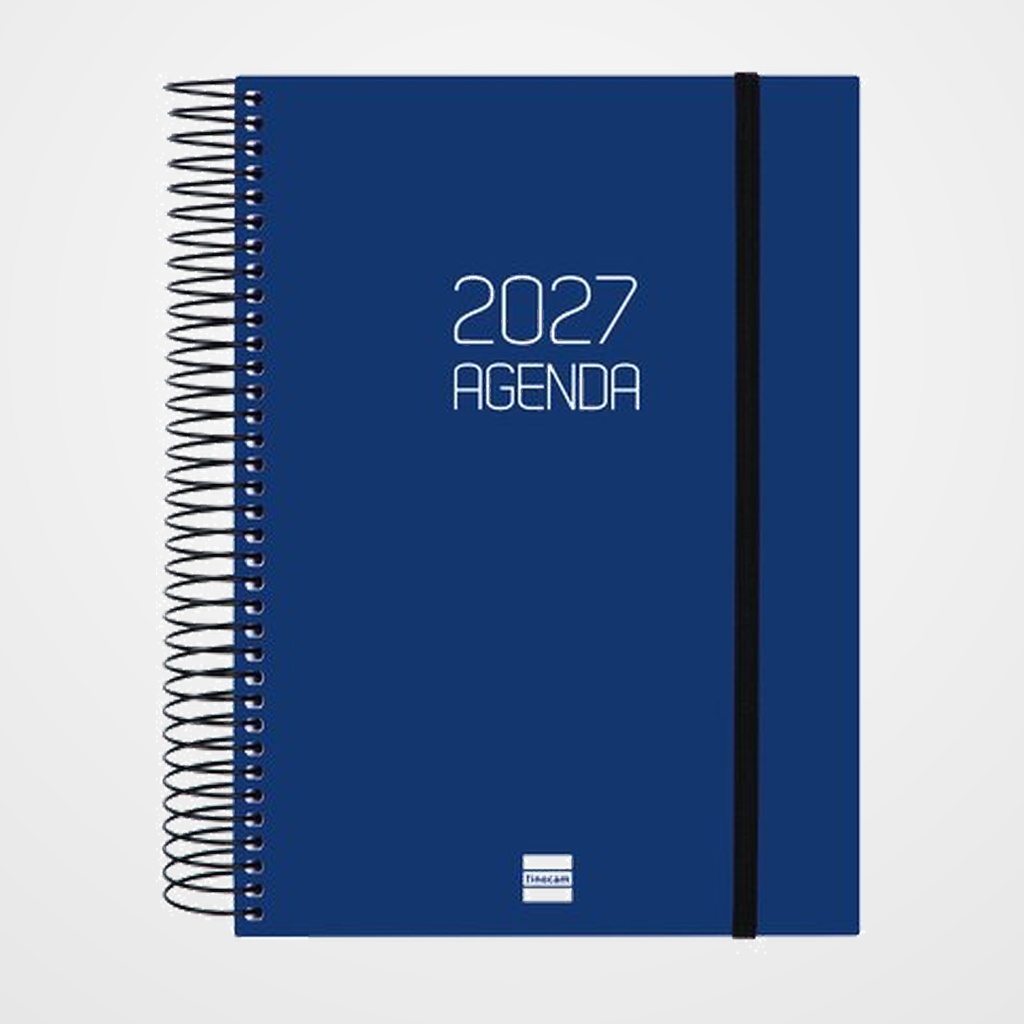 AGENDA ANUAL (2027) FINOCAM ESPIRAL BASIC OPAQUE ESPIRAL tapa PP con GOMA E10 155x212 D/P AZUL