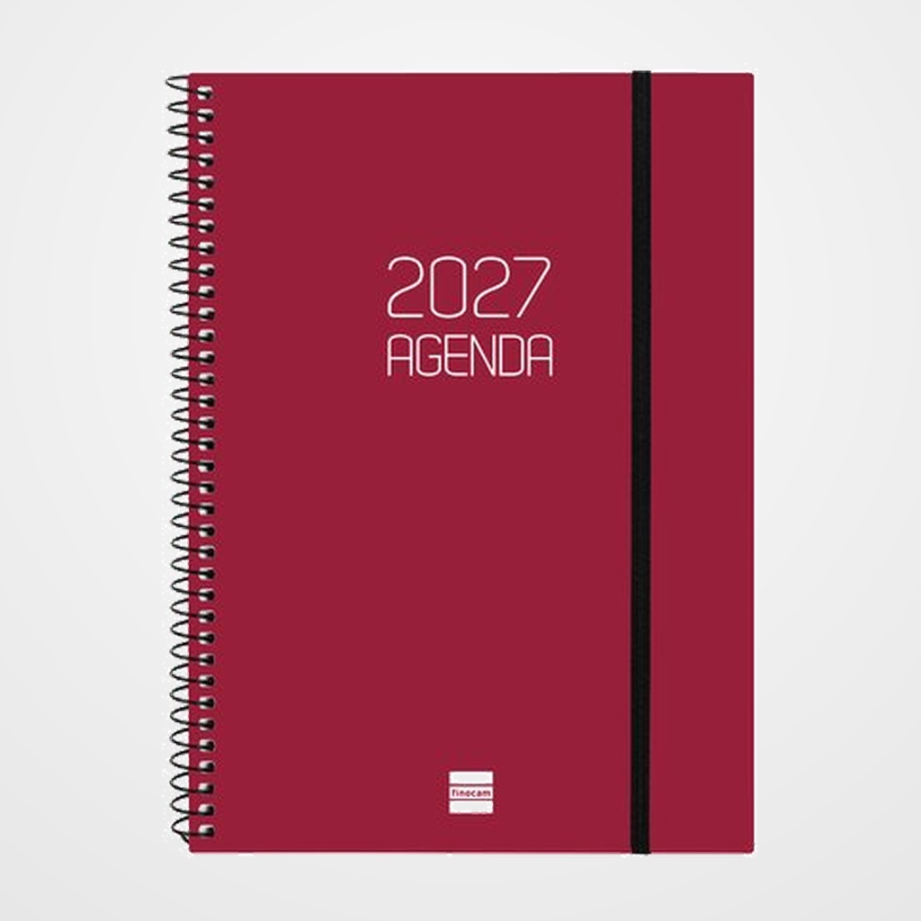 AGENDA ANUAL (2027) FINOCAM ESPIRAL BASIC OPAQUE ESPIRAL tapa PP con GOMA E10 155x212 S/V APAIS. BURDEOS
