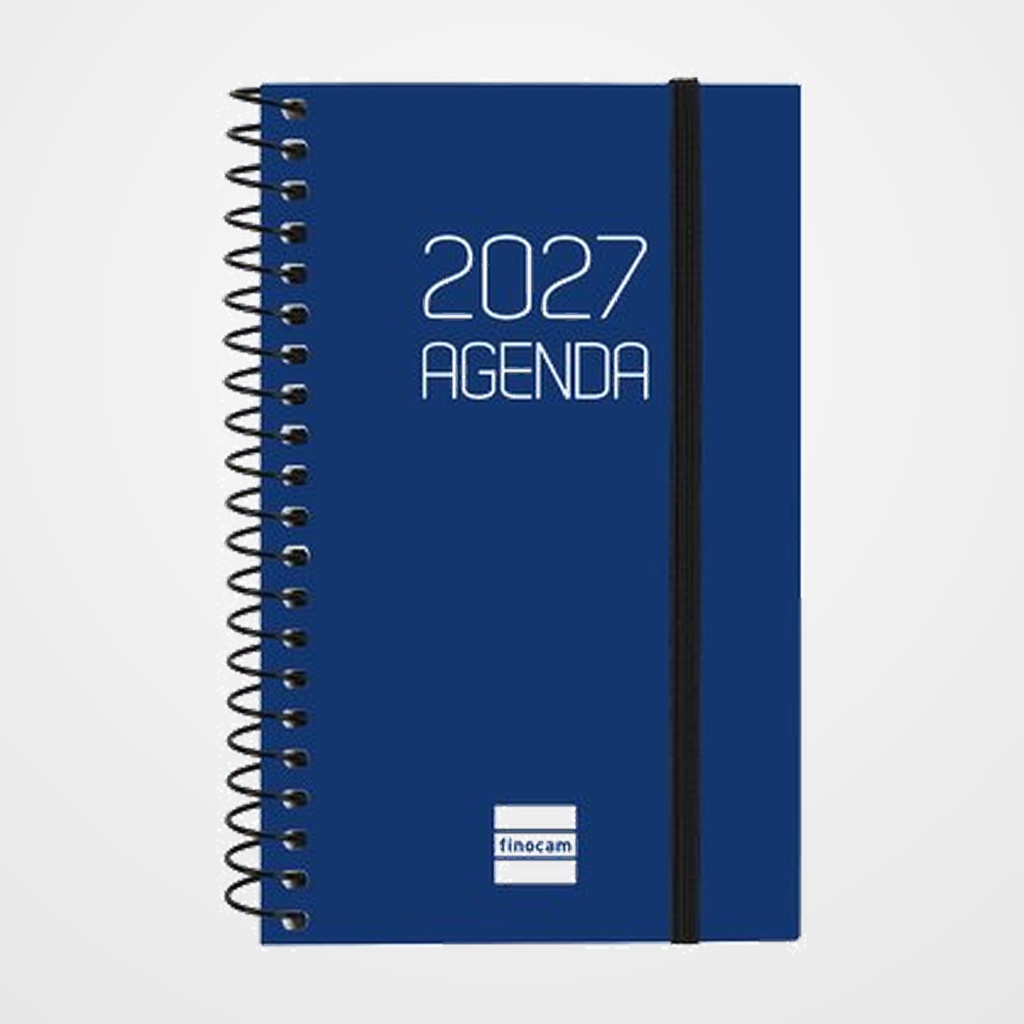 AGENDA ANUAL (2027) FINOCAM ESPIRAL BASIC OPAQUE ESPIRAL tapa PP con GOMA E3 79x127 S/V APAIS. AZUL