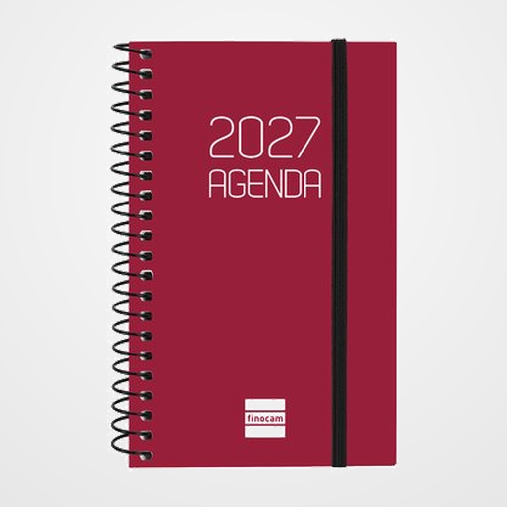 AGENDA ANUAL (2027) FINOCAM ESPIRAL BASIC OPAQUE ESPIRAL tapa PP con GOMA E3 79x127 S/V APAIS. BURDEOS