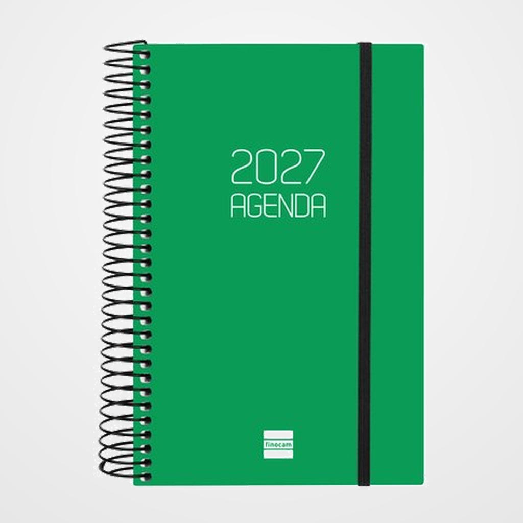 AGENDA ANUAL (2027) FINOCAM ESPIRAL BASIC OPAQUE ESPIRAL tapa PP con GOMA E5 117x181 D/P VERDE