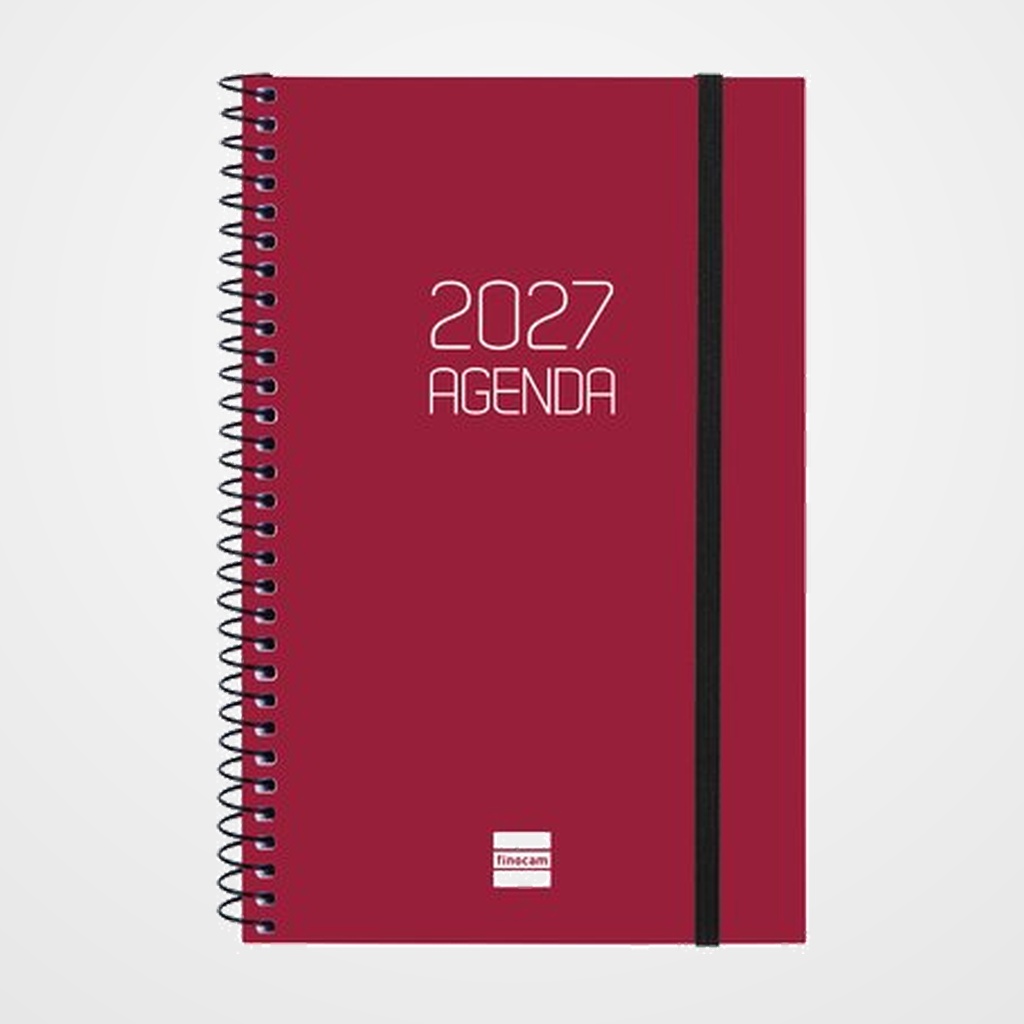 AGENDA ANUAL (2027) FINOCAM ESPIRAL BASIC OPAQUE ESPIRAL tapa PP con GOMA E5 117x181 S/V APAIS. BURDEOS