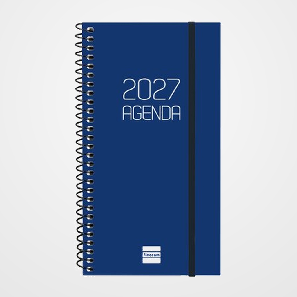 AGENDA ANUAL (2027) FINOCAM ESPIRAL BASIC OPAQUE ESPIRAL tapa PP con GOMA E9 94x171 S/V APAIS. AZUL