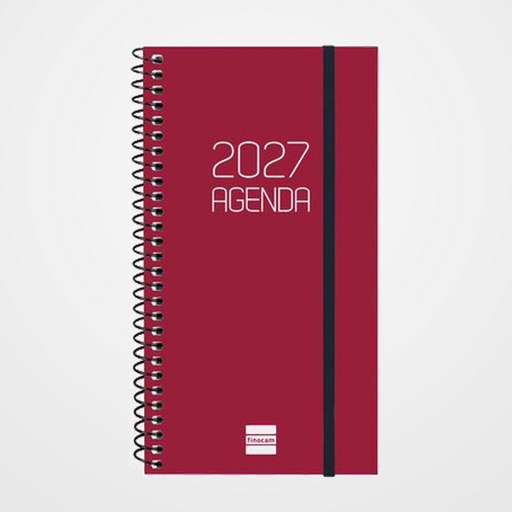AGENDA ANUAL (2027) FINOCAM ESPIRAL BASIC OPAQUE ESPIRAL tapa PP con GOMA E9 94x171 S/V APAIS. BURDEOS
