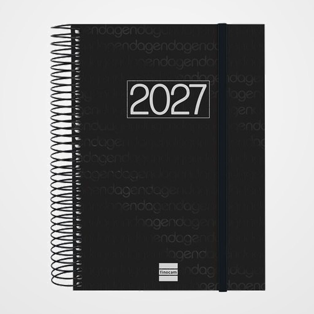 AGENDA ANUAL (2027) FINOCAM ESPIRAL BASIC YEAR ESPIRAL tapa PP con GOMA E10 155x212 D/P NEGRO