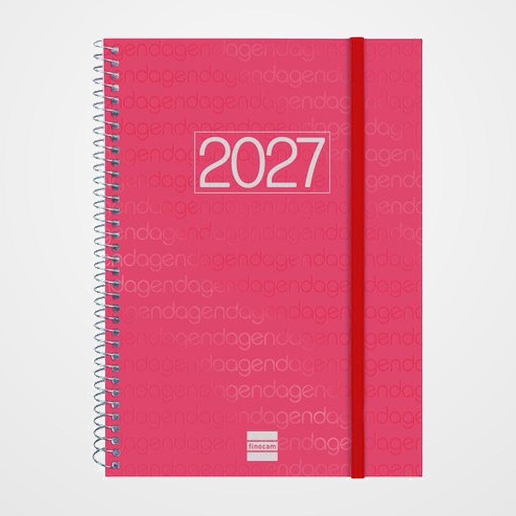 AGENDA ANUAL (2027) FINOCAM ESPIRAL BASIC YEAR ESPIRAL tapa PP con GOMA E10 155x212 S/V APAIS. ROJO