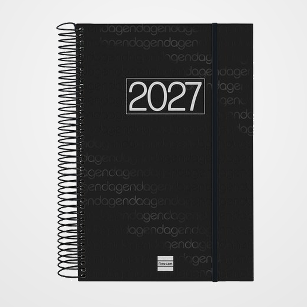 AGENDA ANUAL (2027) FINOCAM ESPIRAL BASIC YEAR ESPIRAL tapa PP con GOMA E11 165x242 D/P NEGRO