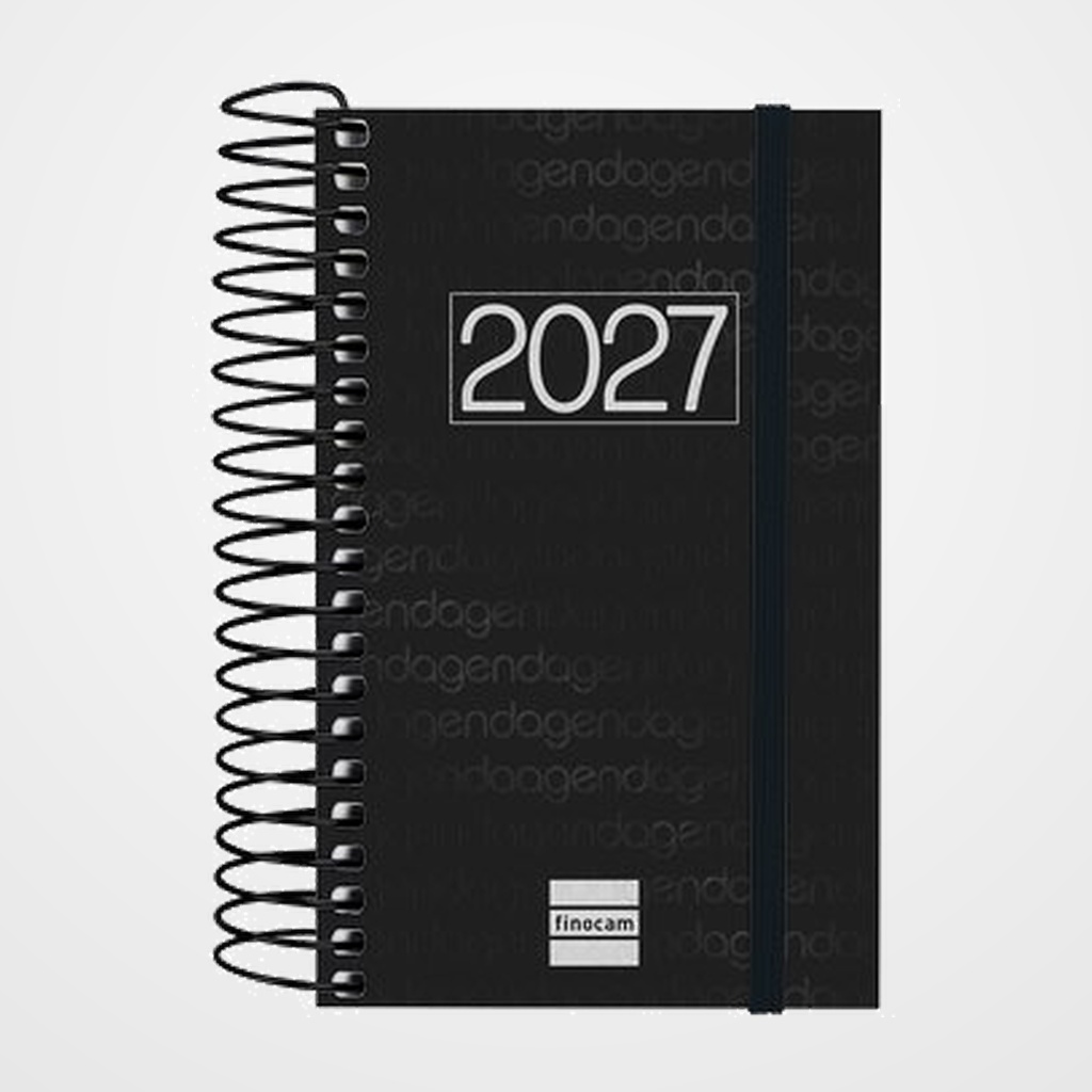 AGENDA ANUAL (2027) FINOCAM ESPIRAL BASIC YEAR ESPIRAL tapa PP con GOMA E3 79x127 D/P NEGRO