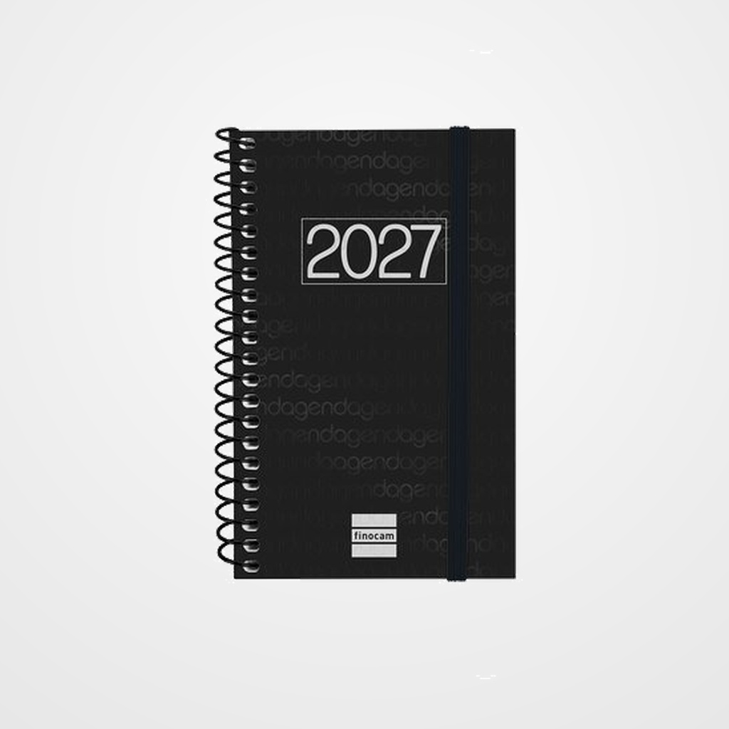 AGENDA ANUAL (2027) FINOCAM ESPIRAL BASIC YEAR ESPIRAL tapa PP con GOMA E3 79x127 S/V APAIS. NEGRO