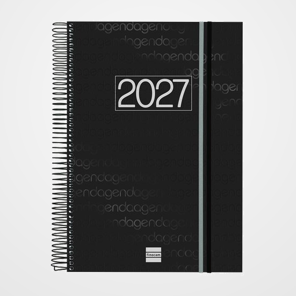 AGENDA ANUAL (2027) FINOCAM ESPIRAL BASIC YEAR ESPIRAL tapa PP con GOMA E40 210x297 D/P NEGRO