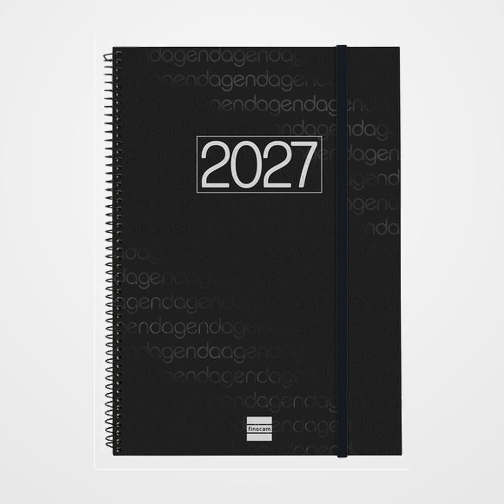 AGENDA ANUAL (2027) FINOCAM ESPIRAL BASIC YEAR ESPIRAL tapa PP con GOMA E40 210x297 S/V APAIS. NEGRO