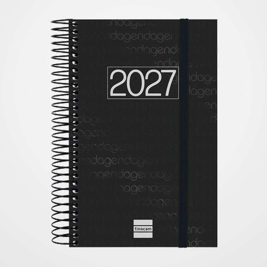 AGENDA ANUAL (2027) FINOCAM ESPIRAL BASIC YEAR ESPIRAL tapa PP con GOMA E5 117x181 D/P NEGRO