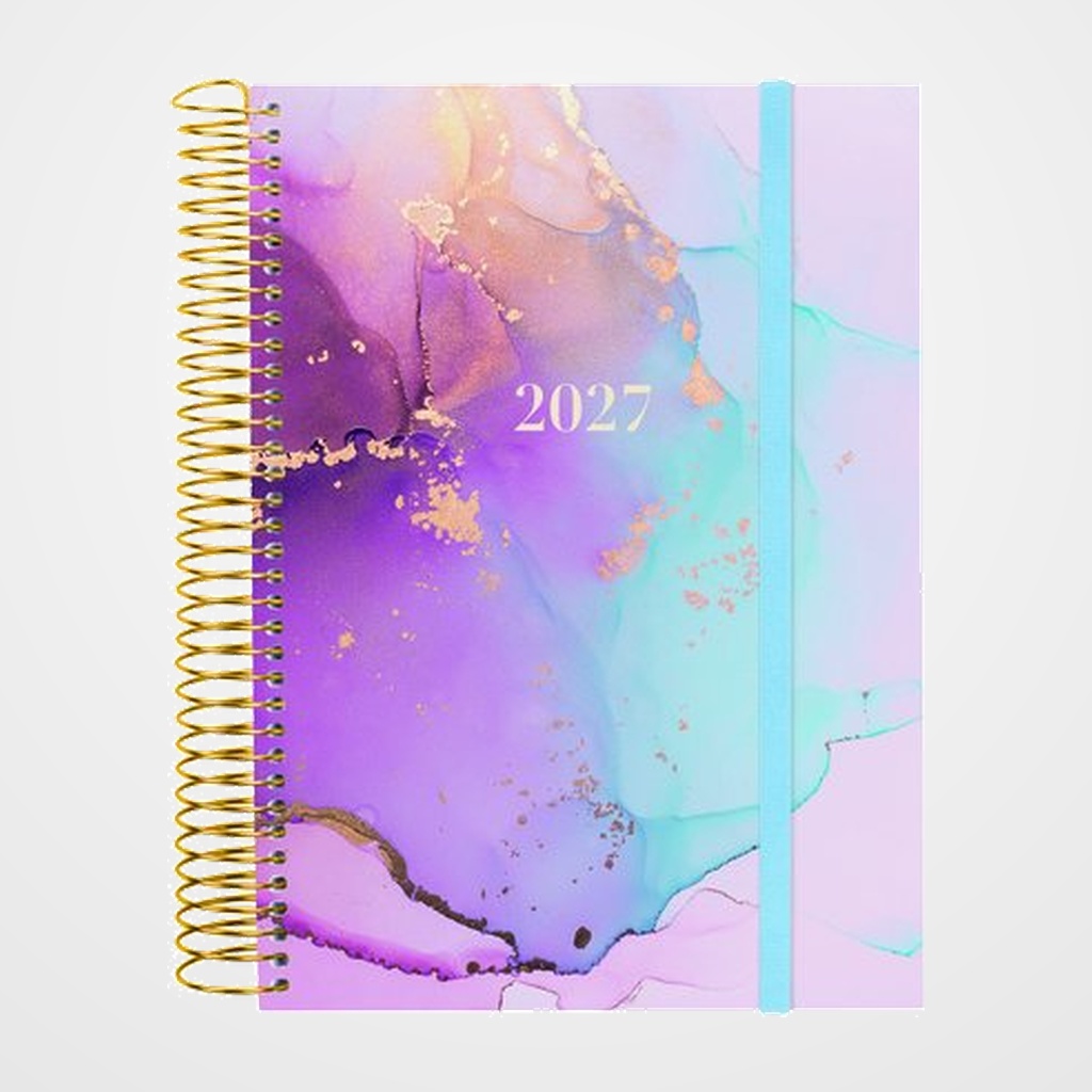 AGENDA ANUAL (2027) FINOCAM ESPIRAL TRENDY  DESIGN COLLECTION ESPIRAL tapa PP con GOMA E10 155x212 D/P GOLDY