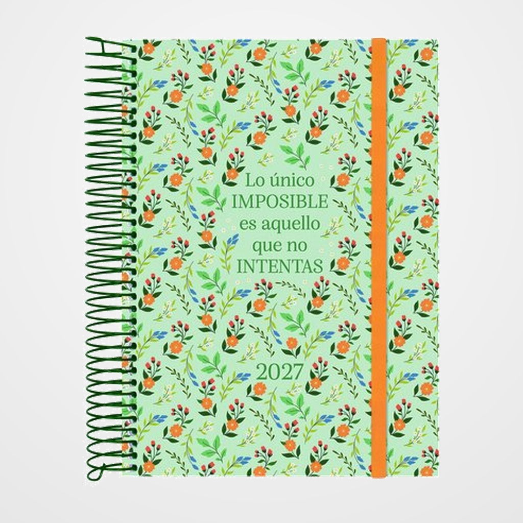 AGENDA ANUAL (2027) FINOCAM ESPIRAL TRENDY  DESIGN COLLECTION ESPIRAL tapa PP con GOMA E10 155x212 D/P IMPOSIBLE