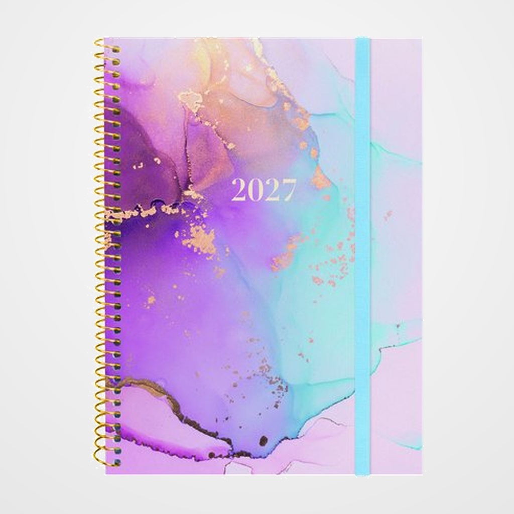 AGENDA ANUAL (2027) FINOCAM ESPIRAL TRENDY  DESIGN COLLECTION ESPIRAL tapa PP con GOMA E10 155x212 S/V APAIS. GOLDY