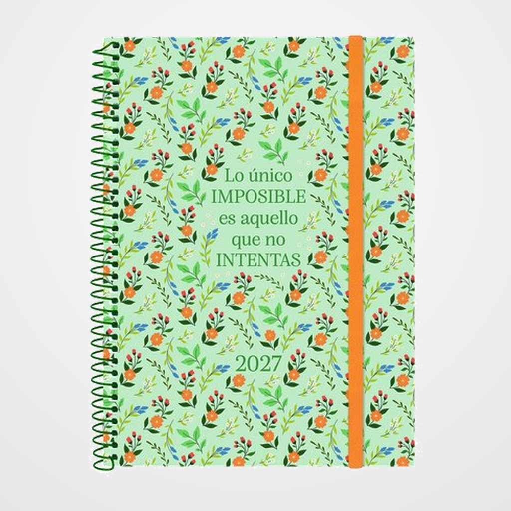 AGENDA ANUAL (2027) FINOCAM ESPIRAL TRENDY  DESIGN COLLECTION ESPIRAL tapa PP con GOMA E10 155x212 S/V APAIS. IMPOSIBLE