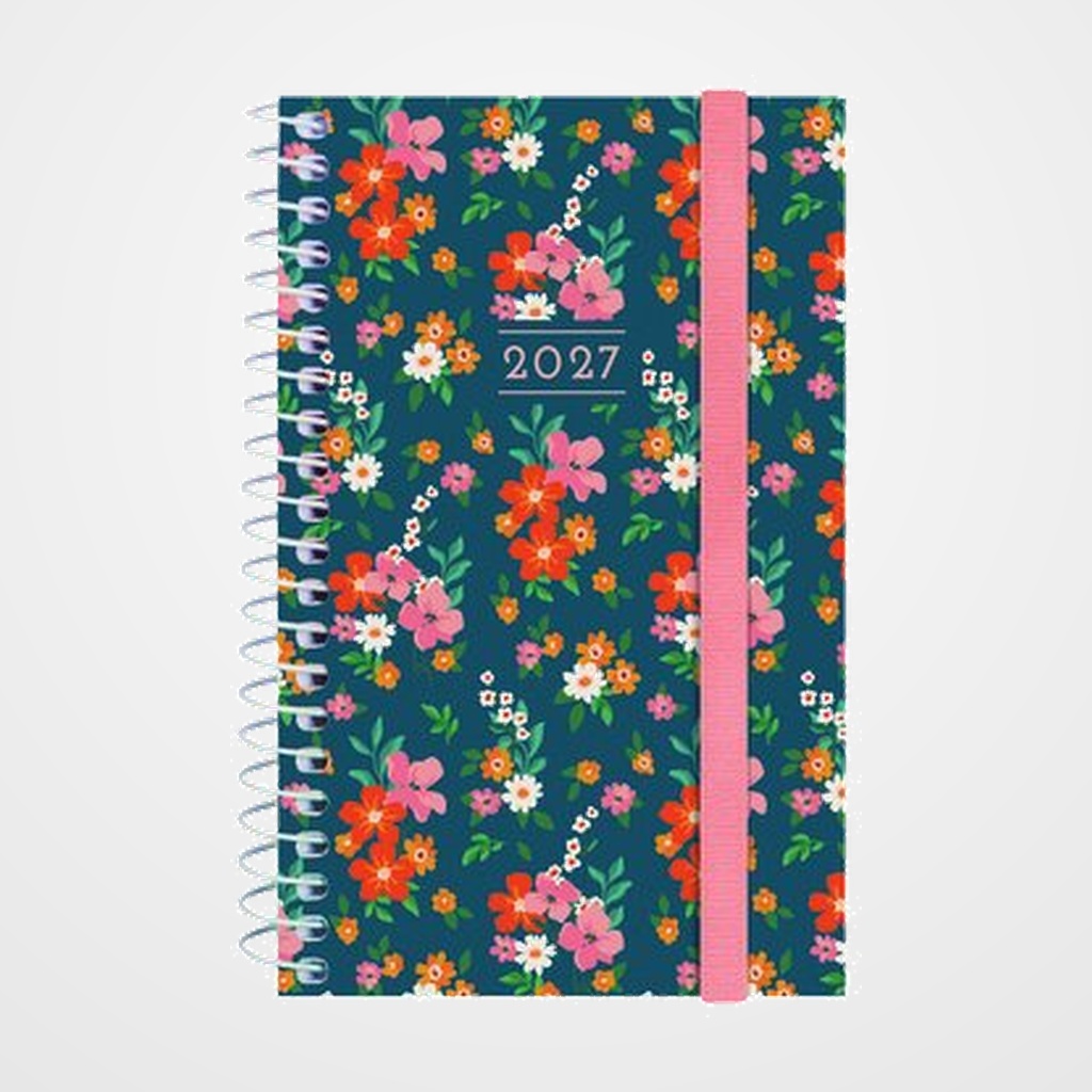 AGENDA ANUAL (2027) FINOCAM ESPIRAL TRENDY  DESIGN COLLECTION ESPIRAL tapa PP con GOMA E3 79x127 S/V APAIS. FLORA