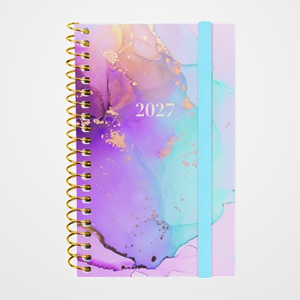 AGENDA ANUAL (2027) FINOCAM ESPIRAL TRENDY  DESIGN COLLECTION ESPIRAL tapa PP con GOMA E3 79x127 S/V APAIS. GOLDY