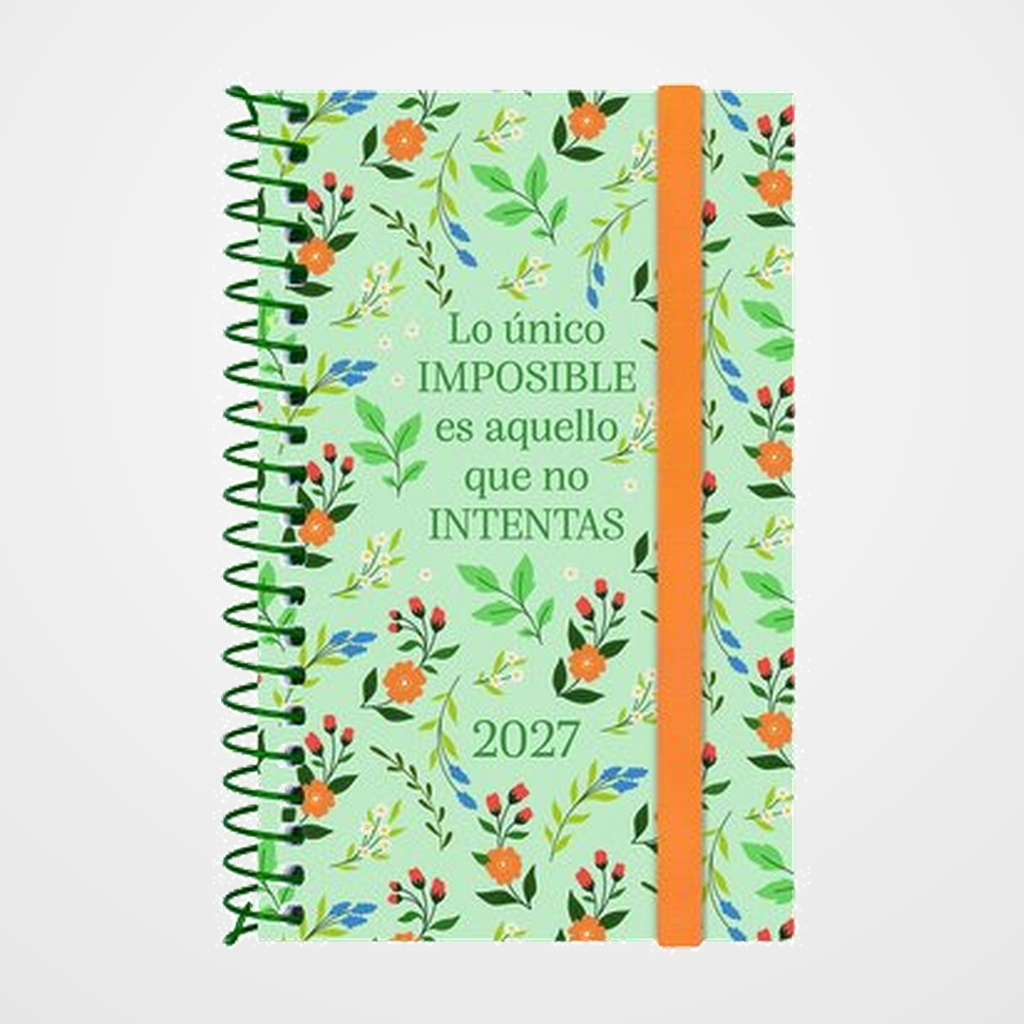 AGENDA ANUAL (2027) FINOCAM ESPIRAL TRENDY  DESIGN COLLECTION ESPIRAL tapa PP con GOMA E3 79x127 S/V APAIS. IMPOSIBLE