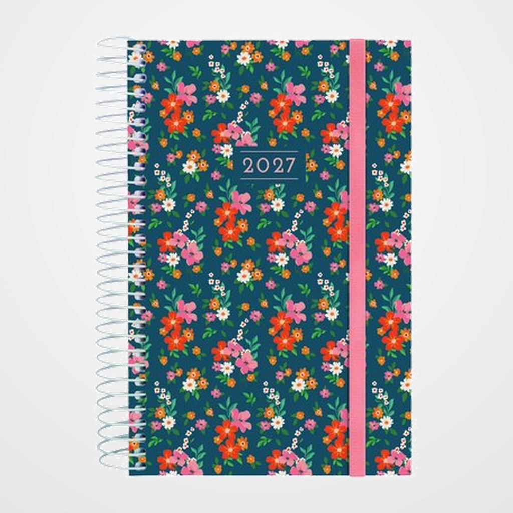 AGENDA ANUAL (2027) FINOCAM ESPIRAL TRENDY  DESIGN COLLECTION ESPIRAL tapa PP con GOMA E5 117x181 D/P FLORA