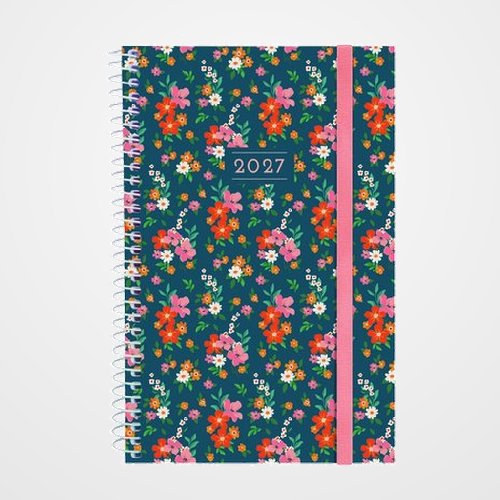 AGENDA ANUAL (2027) FINOCAM ESPIRAL TRENDY  DESIGN COLLECTION ESPIRAL tapa PP con GOMA E5 117x181 S/V APAIS. FLORA