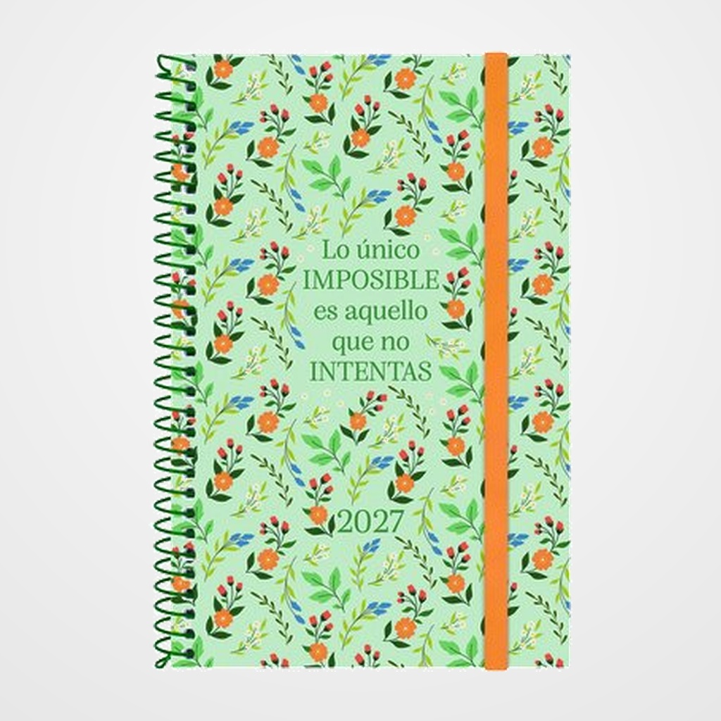 AGENDA ANUAL (2027) FINOCAM ESPIRAL TRENDY  DESIGN COLLECTION ESPIRAL tapa PP con GOMA E5 117x181 S/V APAIS. IMPOSIBLE