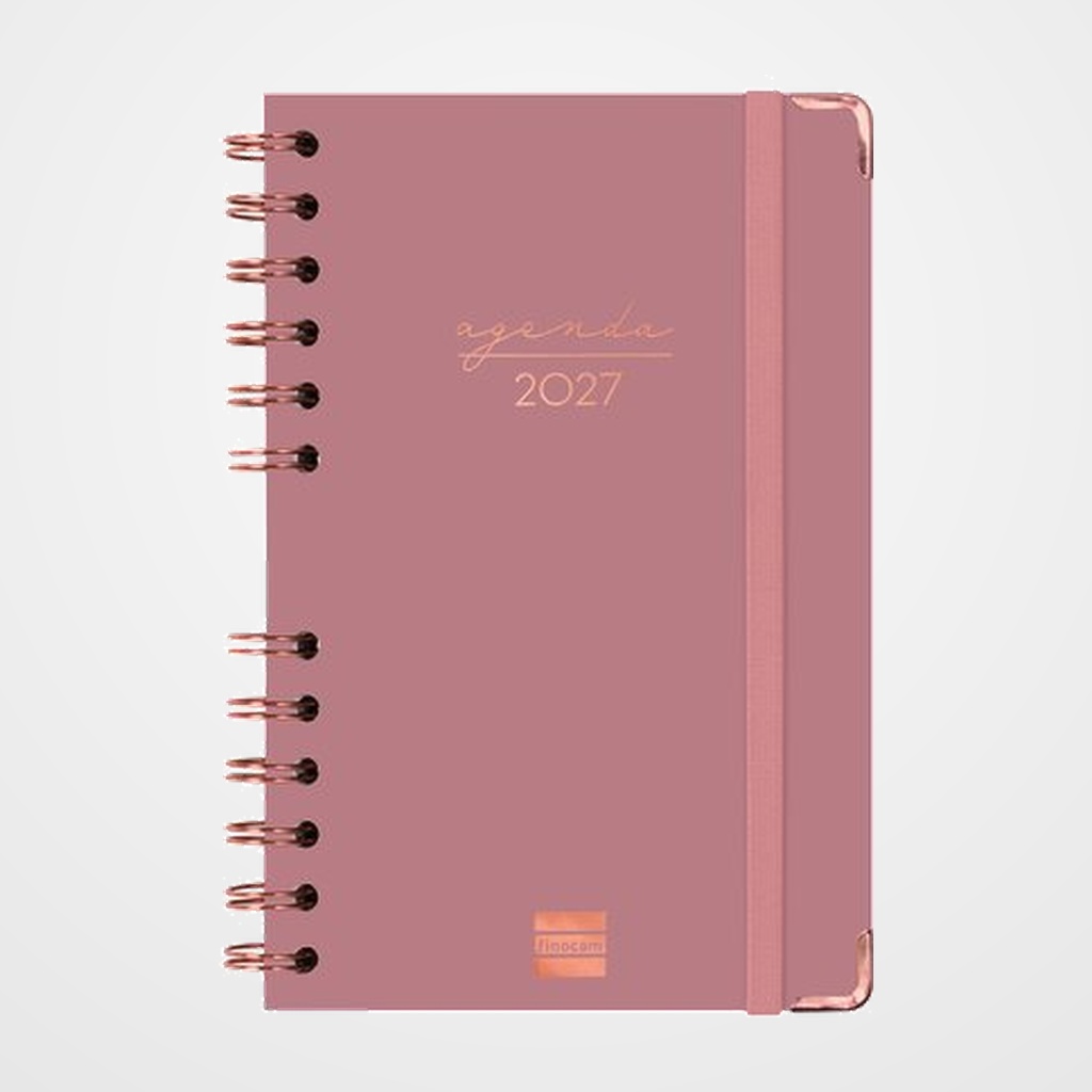 AGENDA ANUAL (2027) FINOCAM ESPIRAL TRENDY ALMA WIRE-O tapa DURA con GOMA E5 117x181 S/V APAIS. ROSA