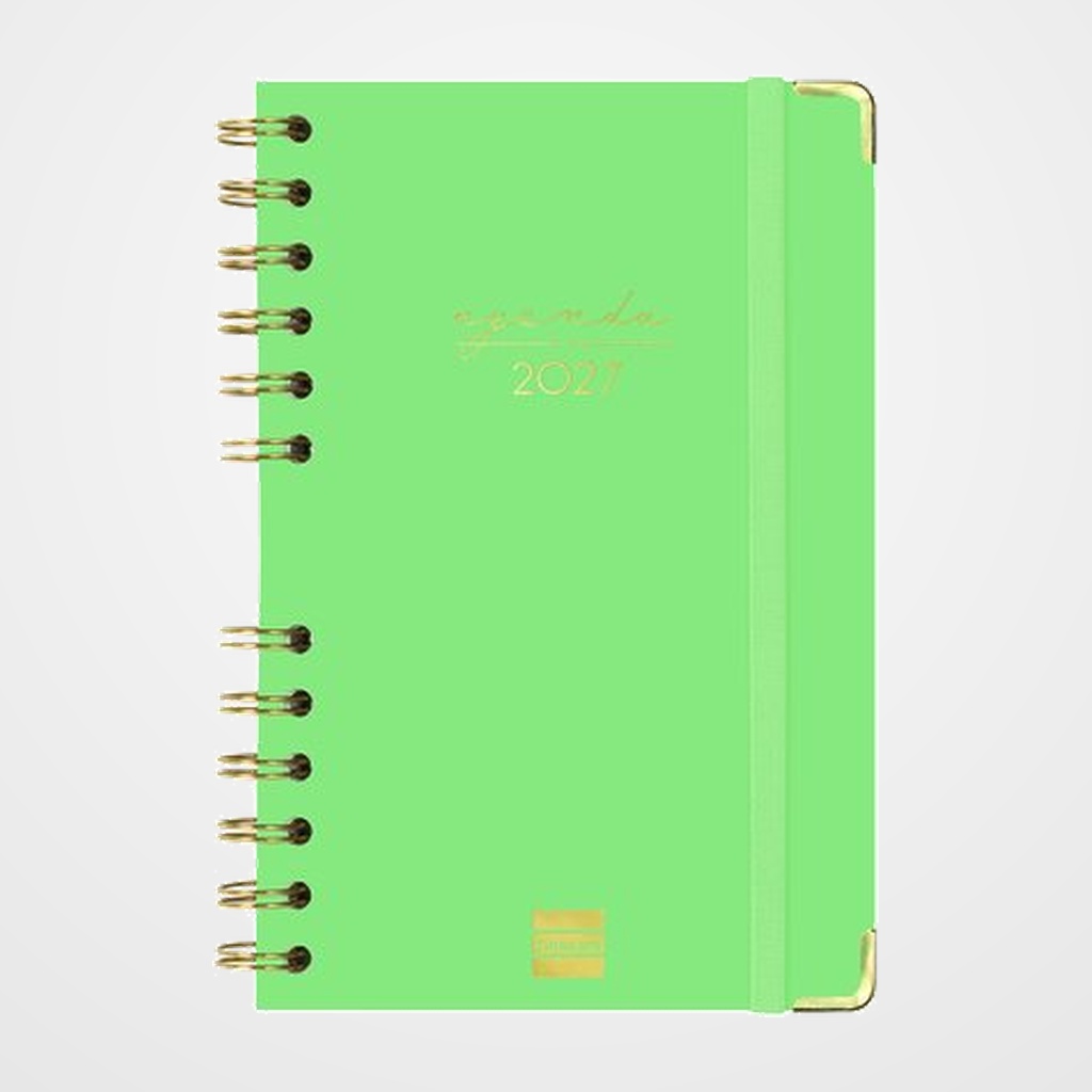 AGENDA ANUAL (2027) FINOCAM ESPIRAL TRENDY ALMA WIRE-O tapa DURA con GOMA E5 117x181 S/V APAIS. VERDE