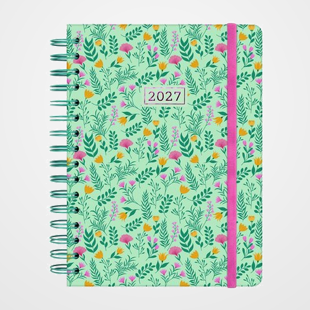 AGENDA ANUAL (2027) FINOCAM ESPIRAL TRENDY YOU WIRE-O tapa EXTRA con GOMA E10 155x212 D/P TRIGO
