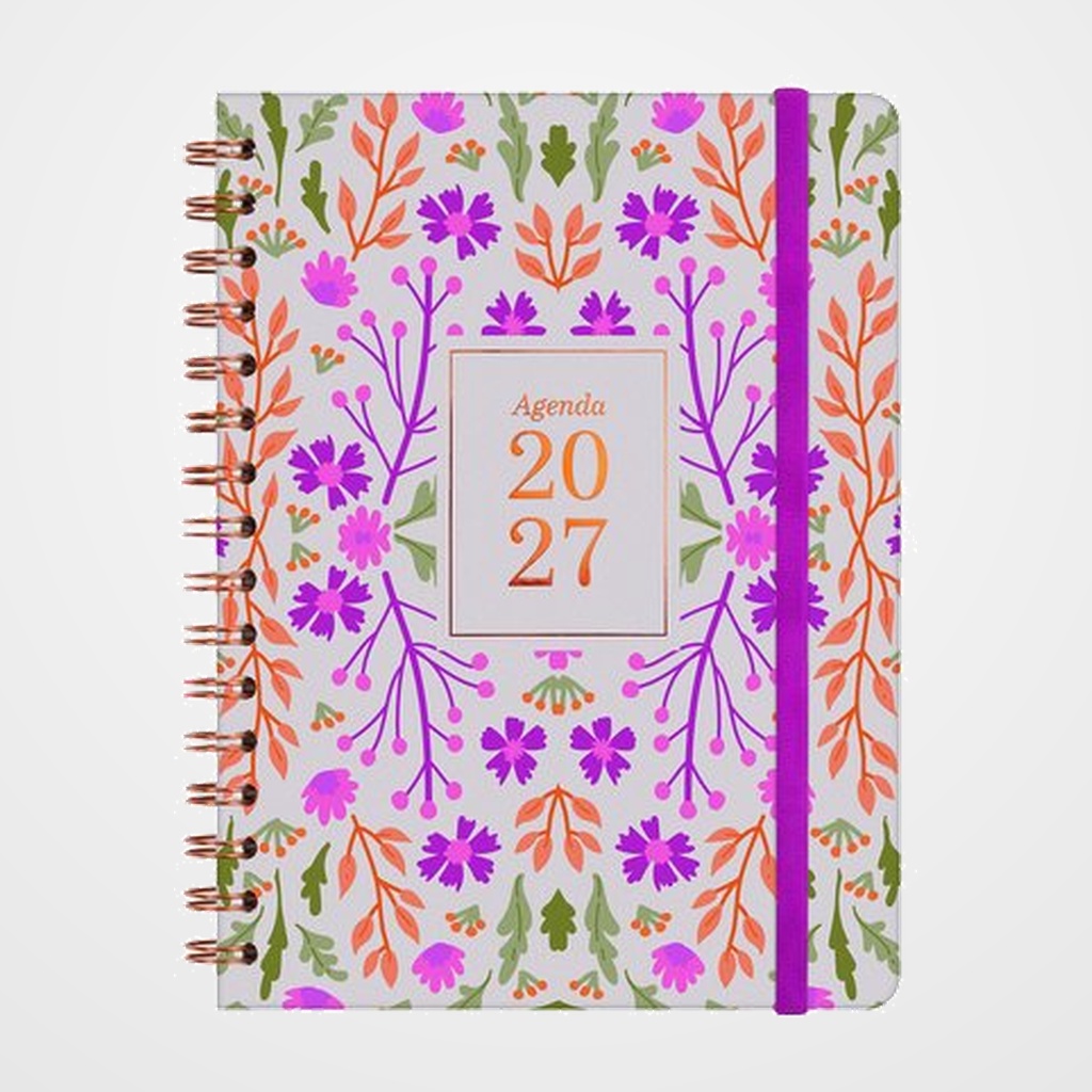 AGENDA ANUAL (2027) FINOCAM ESPIRAL TRENDY YOU WIRE-O tapa EXTRA con GOMA E10 155x212 S/V APAIS. HOJAS