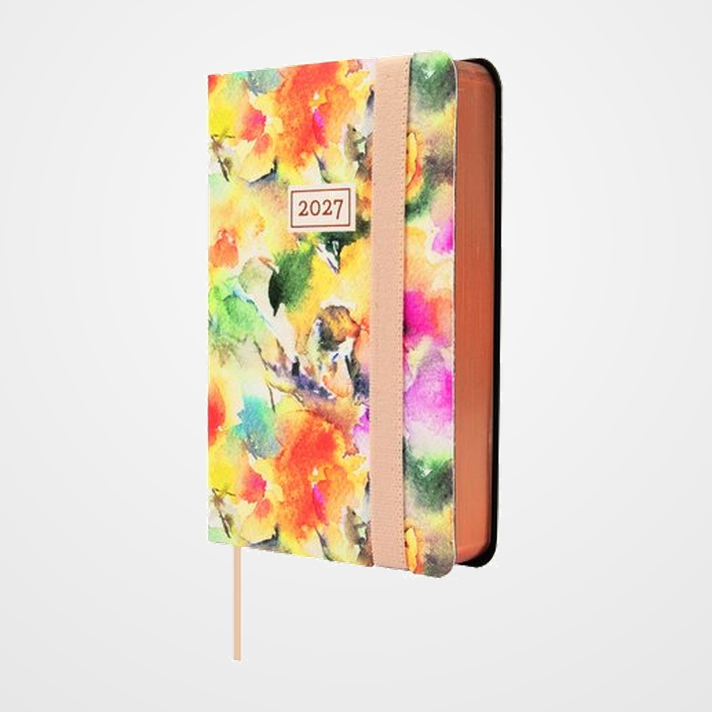 AGENDA ANUAL (2027) FINOCAM FLEXI JOY COSIDA tapa FLEXIBLE con GOMA F2 82x127 D/P BLOOM