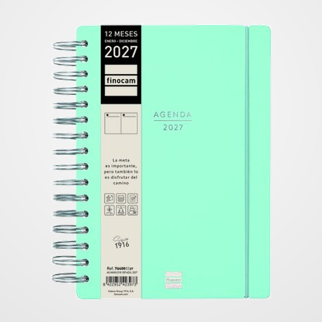 AGENDA ANUAL (2027) FINOCAM HAIKU WIRE-O tapa EXTRA con GOMA E10 155x212 D/P AZUL