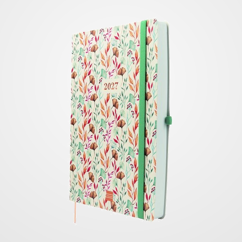 AGENDA ANUAL (2027) FINOCAM INTERNACIONAL CAPRI COSIDA tapa BLANDA con GOMA B5 148x210 D/P HAPPY