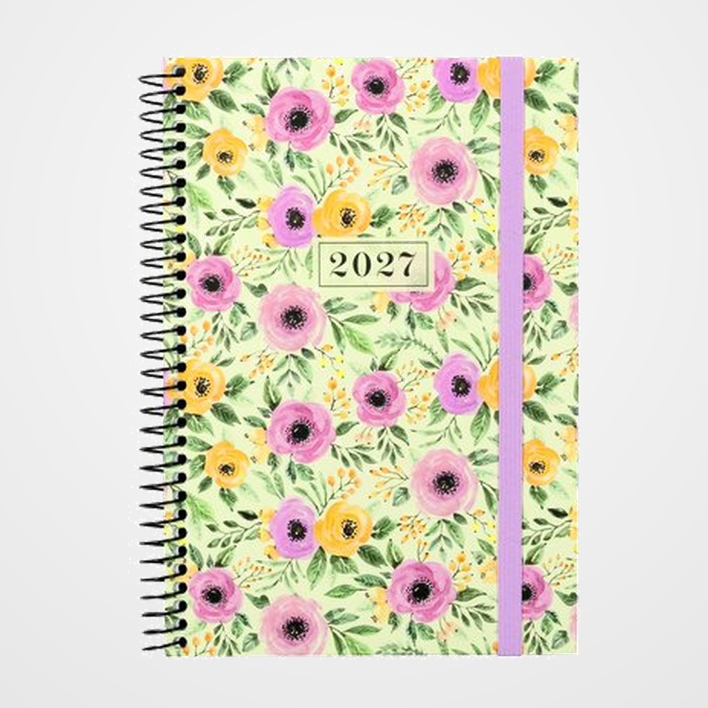 AGENDA ANUAL (2027) FINOCAM INTERNACIONAL MODA ESPIRAL tapa EXTRA con GOMA 4º 140x204 S/V ROSA
