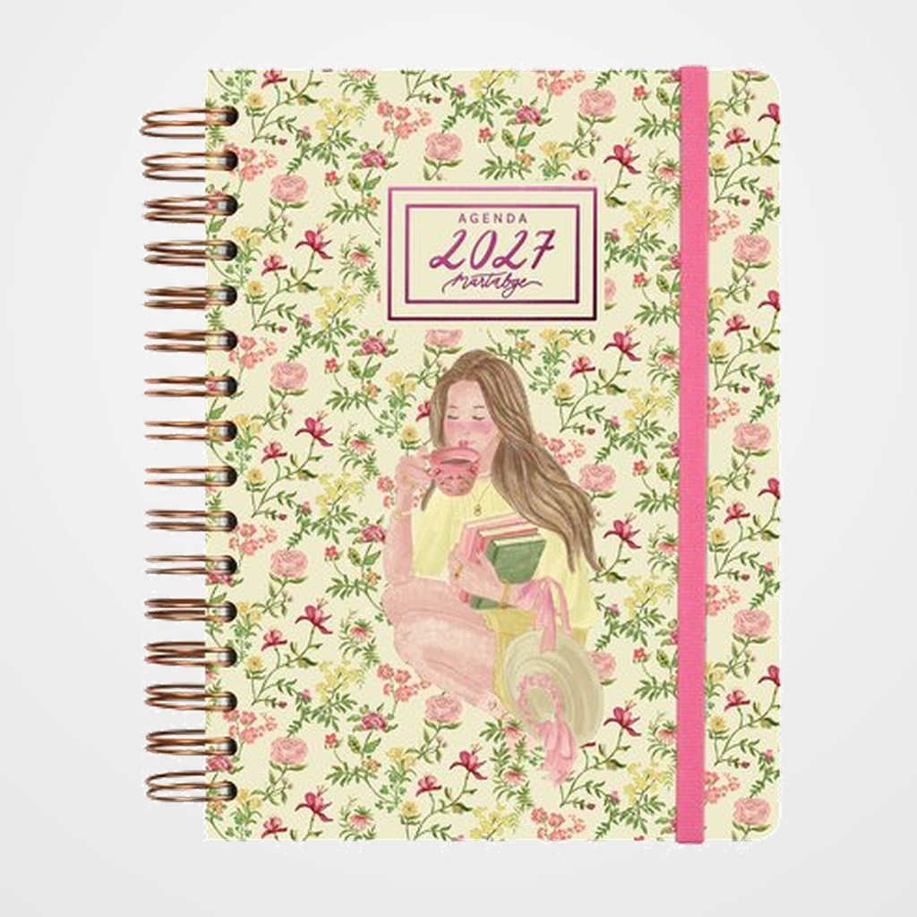 AGENDA ANUAL (2027) FINOCAM MARTABGE WIRE-O tapa EXTRA con GOMA E10 155x212 D/P ROSA