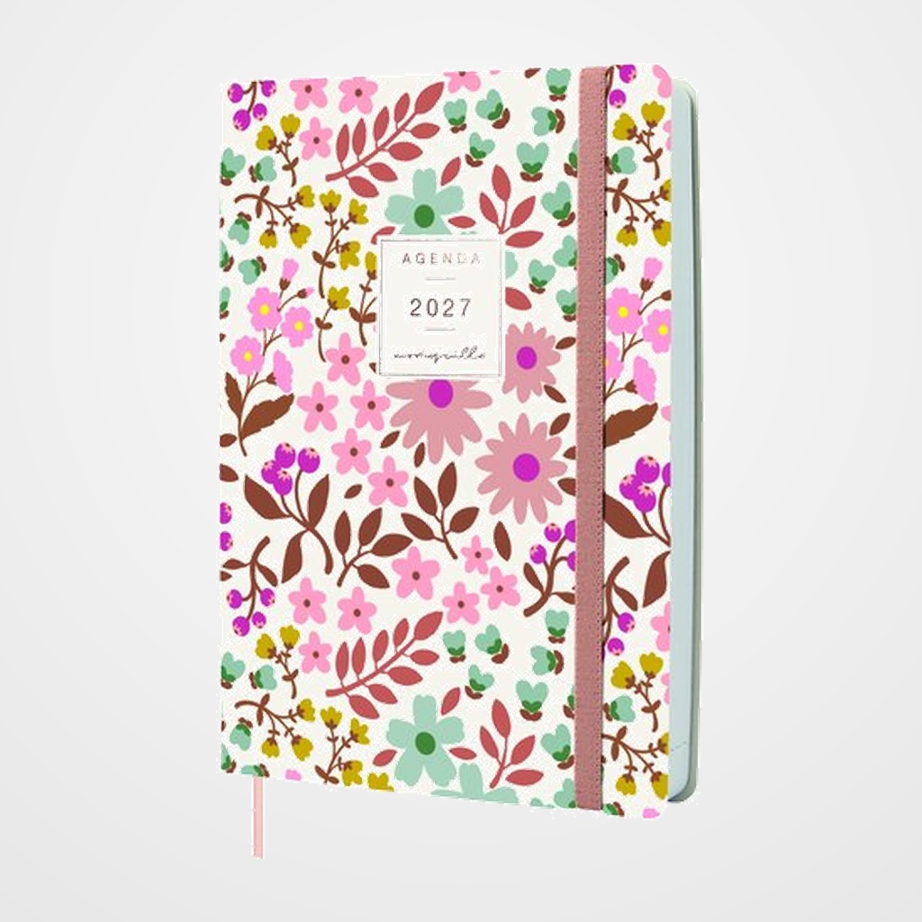 AGENDA ANUAL (2027) FINOCAM MONIQUILLA COSIDA tapa SINTETICO con GOMA FA5 148x210 D/P ROSA