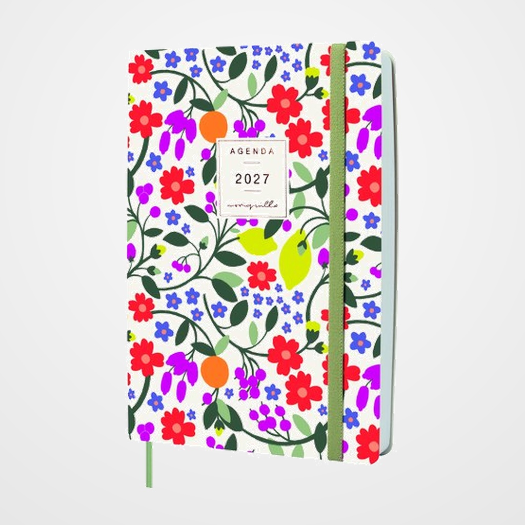 AGENDA ANUAL (2027) FINOCAM MONIQUILLA COSIDA tapa SINTETICO con GOMA FA5 148x210 D/P VERDE