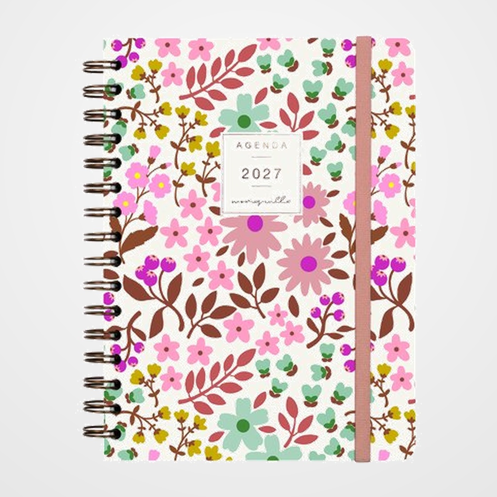 AGENDA ANUAL (2027) FINOCAM MONIQUILLA WIRE-O tapa EXTRA con GOMA E10 155x212 S/V APAIS. ROSA