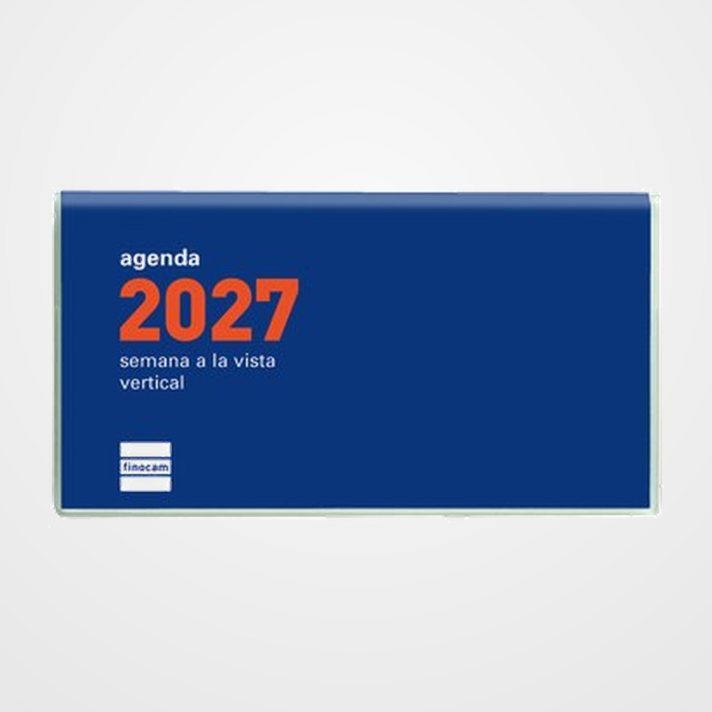 AGENDA ANUAL (2027) FINOCAM PLANA COCTEL COSIDA tapa PP PL1 118x64 S/V AZUL