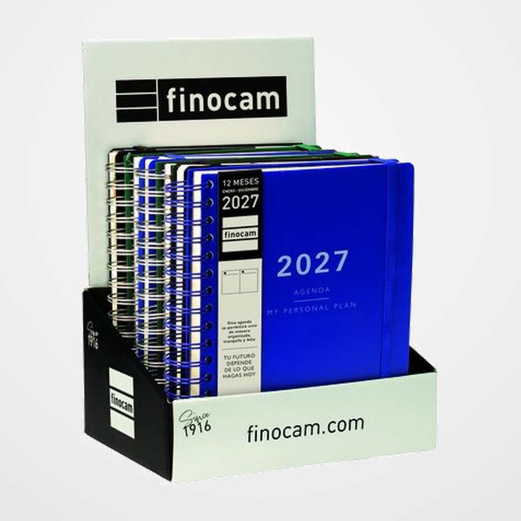 AGENDA ANUAL (2027) FINOCAM TEMPUS WIRE-O tapa PP con GOMA 4º 155x217 D/P SURTIDO EXPOSITOR DE 6