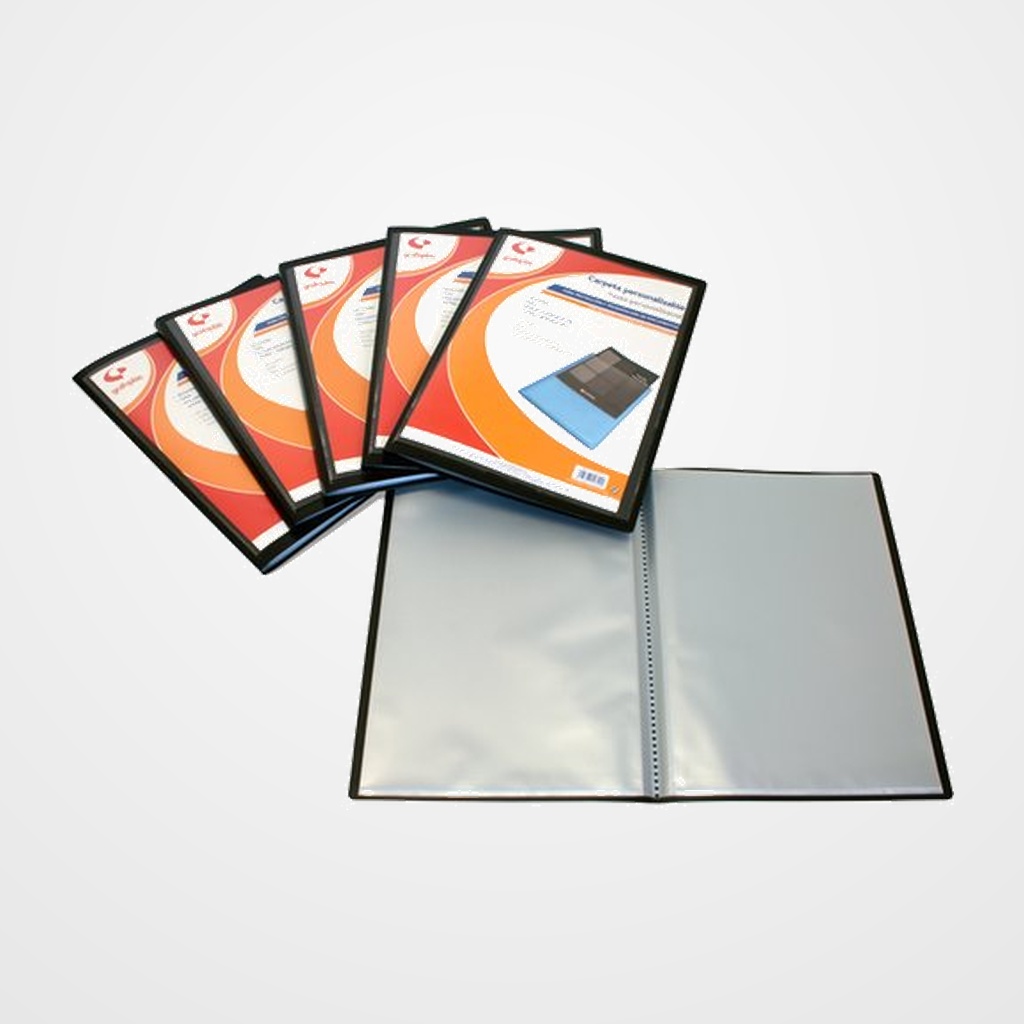 CARPETA FUNDAS (TARIFARIO) GRAFOPLAS PP FLEXIBLE POLIPLAS PERSONALIZABLE Fº 50 F. NEGRO