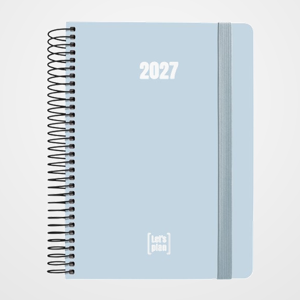 AGENDA ANUAL (2027) GRAFOPLAS COLORS ESPIRAL tapa EXTRADURA con GOMA A5 210x150 D/P AZUL CLARO